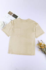 Apricot Solid Chest Pocket Loose Fit T Shirt