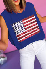 Bluing Sequins American Flag Knit Top