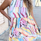 Multicolor Abstract Print Sleeveless Tiered Flowy Dress