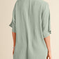 Spinach Green Plain Half Button Collared Pocket Loose Romper