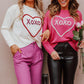 Rose Heart XOXO Pattern Casual Knitted Sweater