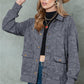 Gray Snap Button Casual Flap Pockets Washed Jacket