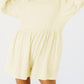 Apricot Solid Color Long Sleeve Casual Short Romper