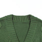Green Pockets Buttons Textured Cropped Sweater Cardigan