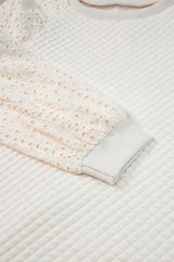 Parchment Eyelet Patched Sleeve Quilted Top