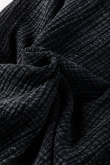 Black Mineral Wash Textured Drawstring Wide Leg Pants