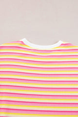 Yellow Stripe Crew Neck T Shirt Dress