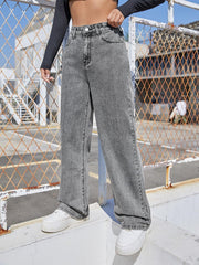 High Waisted Jeans Slant Pocket Boyfriend Jeans