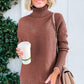 Mineral Red Turtleneck Ribbed Knit Tunic Sweater