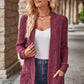 Mineral Red Textured Knitted Open Front Cardigan