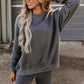 Dark Grey Solid Color Pullover & Skinny Shorts Two Piece Set