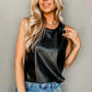 Black Basic Solid Color Round Neck Tank Top