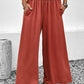 Red Smocked Pockets High Waisted Beach Pants