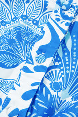Sky Blue Boho Floral Print Frill Tiered Mini Dress