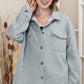 Gray Lattice Texture Retro Flap Pocket Button Quilted Shacket