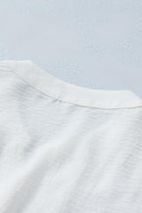 White Sleeveless Mandarin Collar Drawstring Button Up Peplum Top