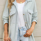 Grey Solid Color Textured Button Up Shirt Shacket with Pockets