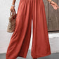Red Smocked Pockets High Waisted Beach Pants