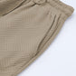 Khaki Textured Loose Fit T Shirt and Drawstring Pants Set
