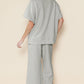 Gray Textured Loose Fit T Shirt & Drawstring Pants Set