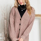 Khaki Solid Color Buttoned Down Casual Knitted Cardigan