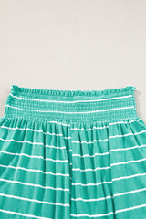 Green Stripe U Neck Crop Cami Top and Shorts Set
