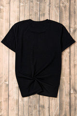Black Casual USA Letter Print Graphic Tee