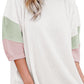 White Pit-striped Colorblock Drop Sleeve Top