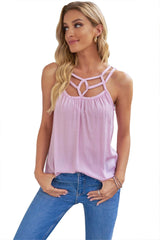 Lilac Cut Out Loose Fit Sleeveless Shirt for Women