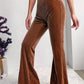 Chestnut Solid Color High Waist Corduroy Flare Pants
