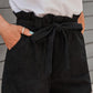 Black Casual Pocketed Belted Shorts