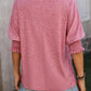 Rose Tan Plain V Neck Smocked Ruffle Sleeve T Shirt
