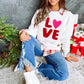 White Quilted Valentine Love Heart Shape Graphic Sweatshirt
