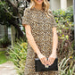 Casual Short Sleeve A-Line Crewneck Leopard Print Dress