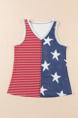 Fiery Red American Flag Stars and Stripes Tank Top