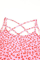 Leopard Strappy Back Detail Loose Cami Top