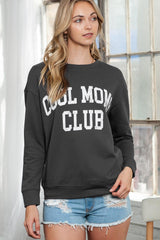 Gray COOL MOMS CLUB Print Drop Shoulder Light Wash Sweatshirt