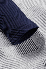 Gray Textured Contrast Splicing Raglan Sleeve Top