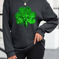 Black Sequin Embroidered Clover Corded Graphic Sweatshirt