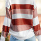 Red Striped Colorblock Drop Sleeve Knitted Sweater