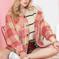 Peach Blossom Plaid Buttoned Collared Chest Pocketed Shacket