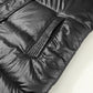 Black Hooded Pocketed Quilted Long Vest Coat