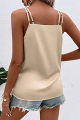 Apricot Wrapped Ruched Satin Double Spaghetti Strap Cami Top