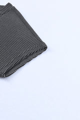 Gray Striped Ribbed Knit T-shirt Shift Dress
