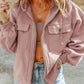 Pink Bishop Sleeve Zip Up Hoodie Jacket with Flap Pockets