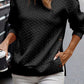 Black Quilted Snap Button Detail Drop Shoulder Sweatshirt