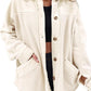 Beige Button-Up Stitching Pocketed Shacket