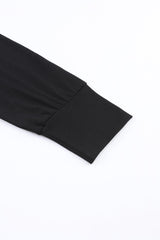 Black Basic Asymmetric Neck Long Sleeve Shift Top - Ninonine