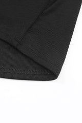 Plain Black Ribbed Knit Basic Cropped Tank Top