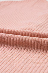 Rose Tan Rib Textured Henley Knit Top